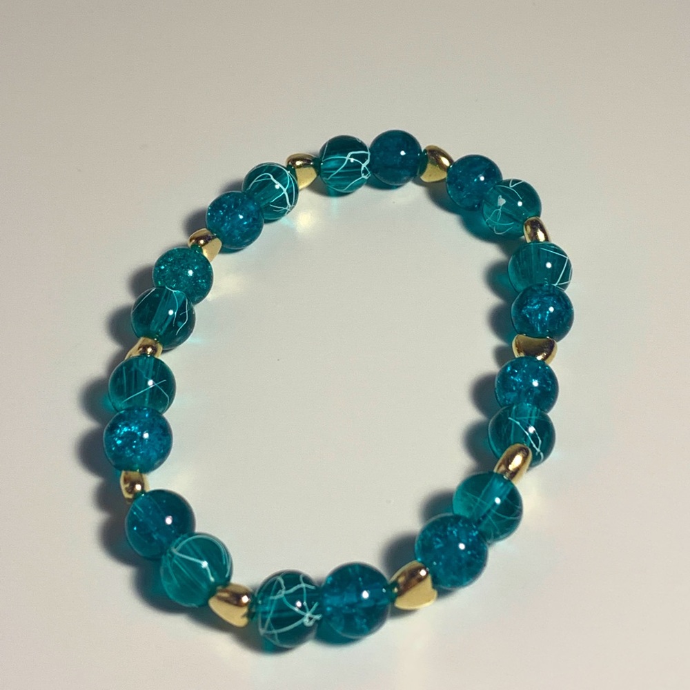 Aqua gold heart bracelet
